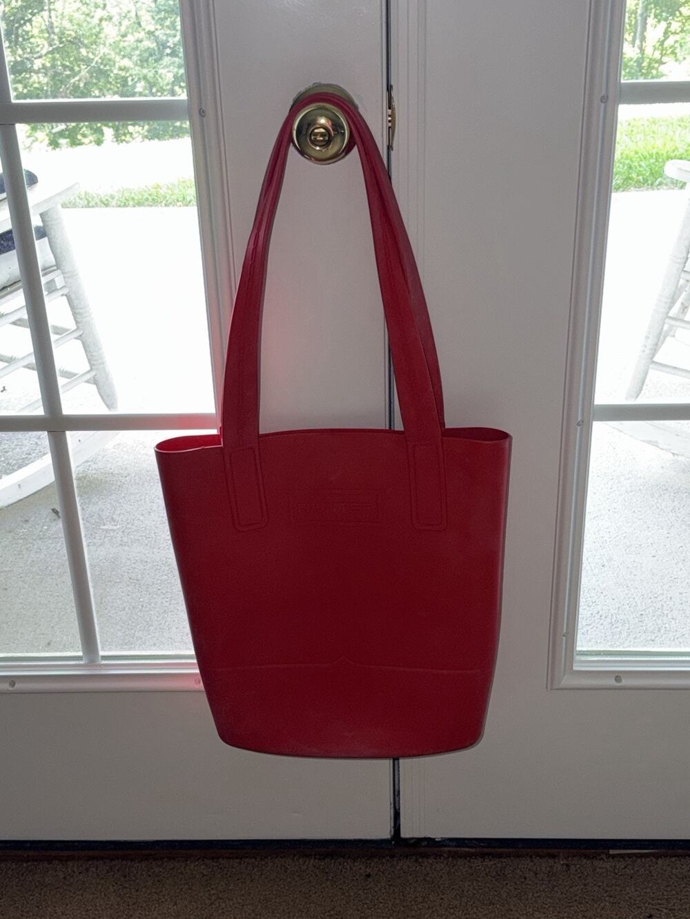 Hunter X Target Large Red Waterproof Rubber Sling Shoulder Bag Tote Beach